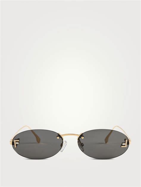 fendi gold oval sunglasses|fendi hexagon sunglasses.